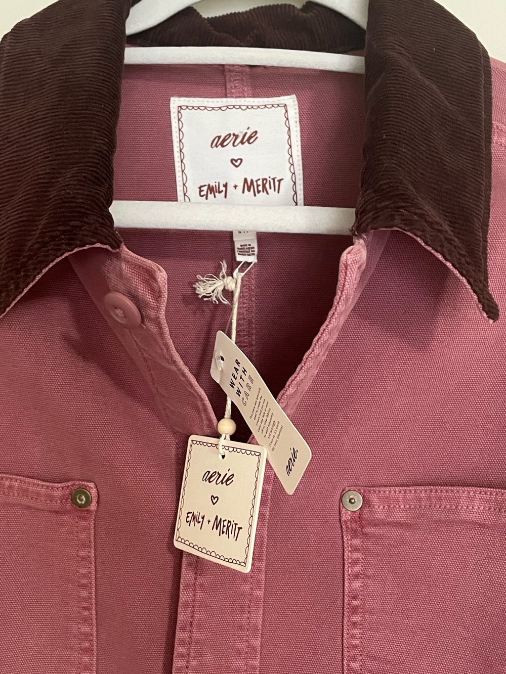 Aerie x Emily + Meritt Barn Jacket with Dark Brown Collar - Picture 3 of 4
